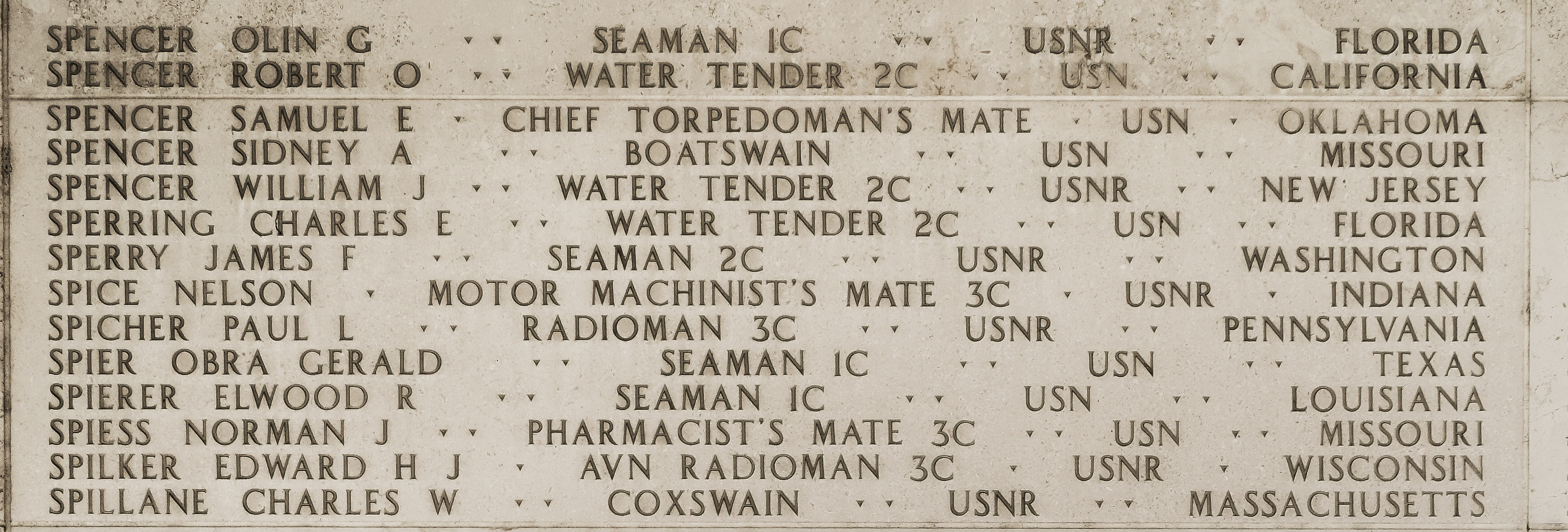 William J. Spencer, Water Tender Second Class